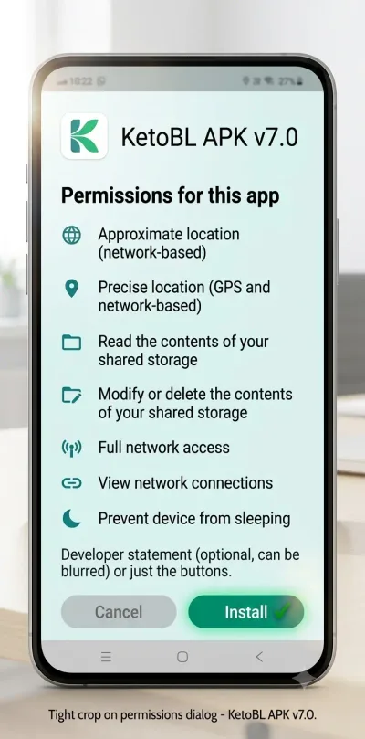 KetoBL APK Android permissions screen before install